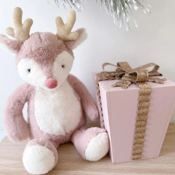 Pink Reindeer with Xmas Gift