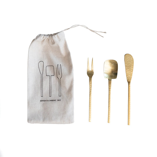 Hammered  Gold Appetizer /Board Utensils