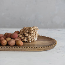 Load image into Gallery viewer, Hand-Carved Mango Wood Tray w/ Wood Beads &amp; Gold Finish
