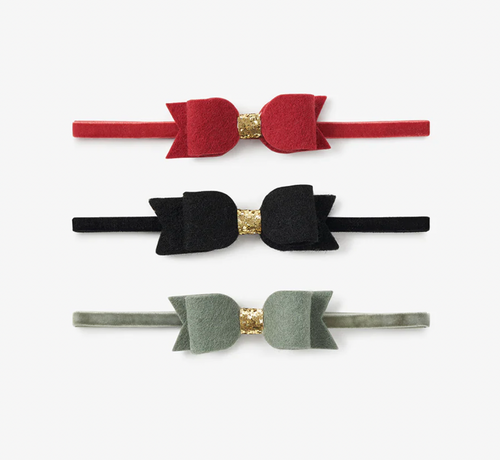 Felt Headband bows in Red, Black, Green 