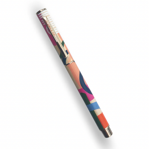 Idlewild Co. Color block Luxe Pen Featuring geometric line design in varying colors of pink blue green and cream