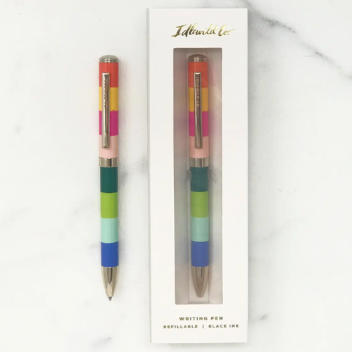 Idlewild Co. Rainbow Vertical Striped Pen showcased boxed and unboxed 