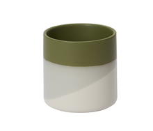 Load image into Gallery viewer, Ceramic Lauris Pot 4.5&quot;x4.5&quot; Green and White Color Blocking
