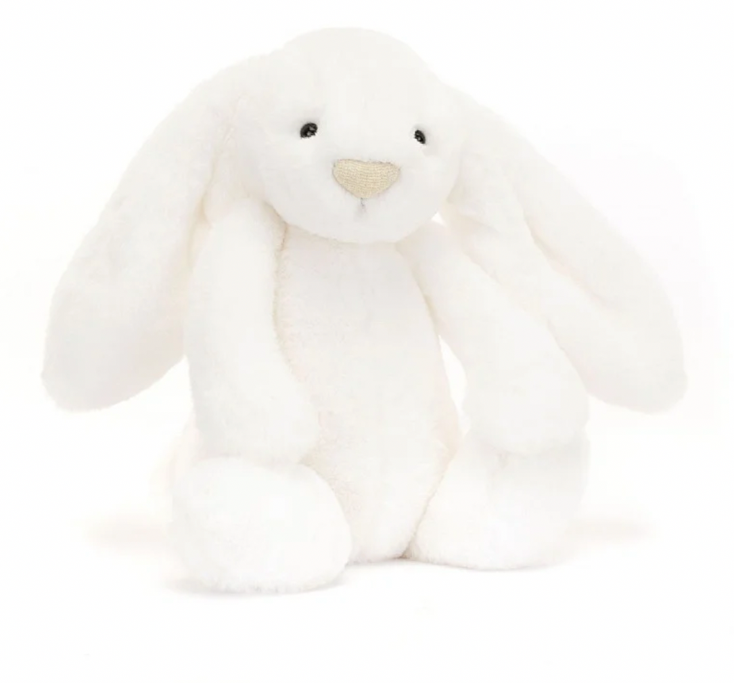 Jellycat White Bashful Bunny with Golden Nose 