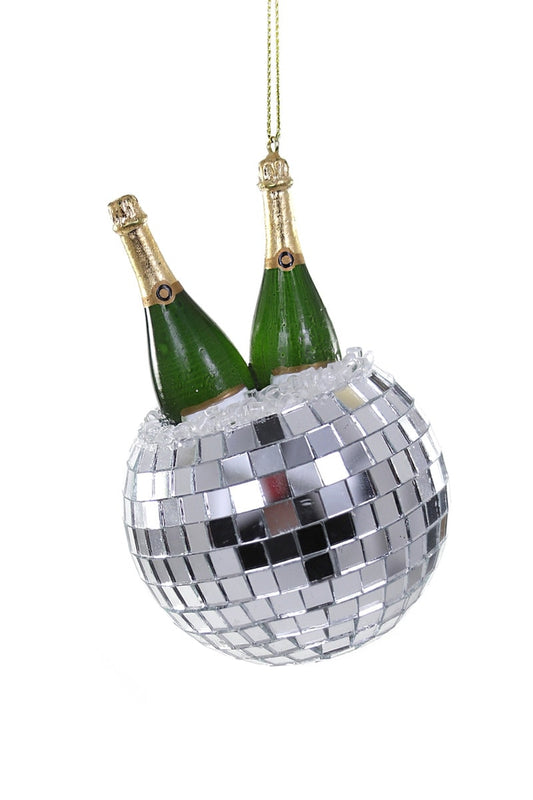 Champagne in Disco Ball Bucket Ornament