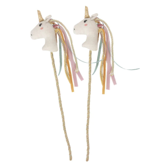 set of 2 pastel Unicorn Wands with Velvet ribbon hair