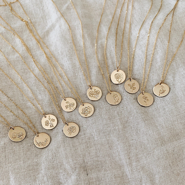 Gold Filled Birth Flower Necklaces