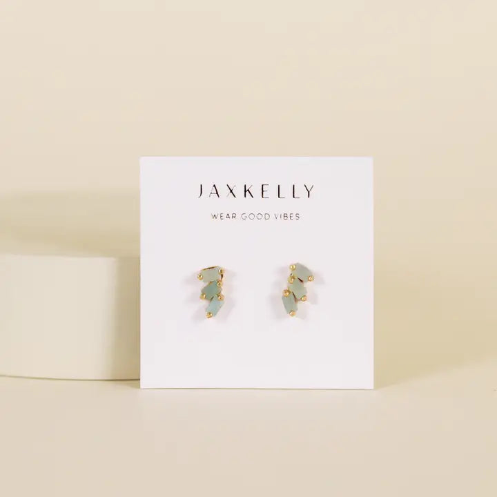 Amazonite Offset Trio Stud Earrings