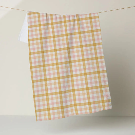 Peachy Plaid Tea Towel