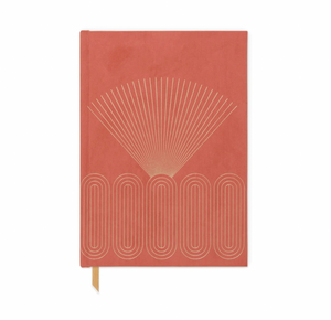 Radiant Cloth Cover Journal in terracotta with Gold Ray and Oval Design 