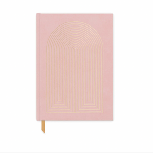 Radiant Cloth Cover Journal in Pink with Gold art deco Rainbow Design 