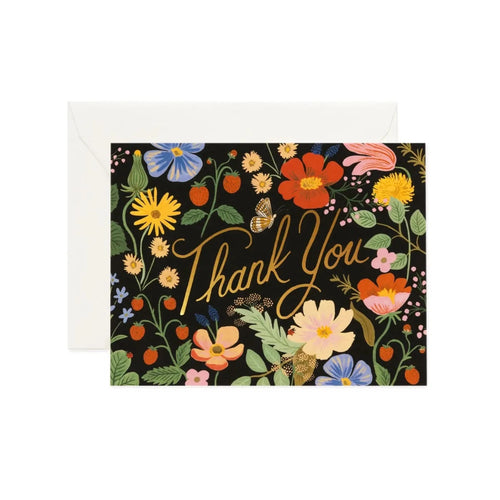 strawberry floral thank you card