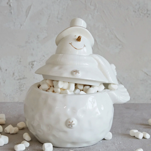 Snowman Cookie Jar filled with Marshmallow 