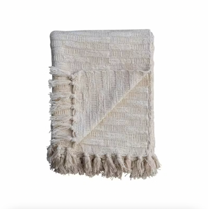 Metallic Gold Thread Cotton Blend Throw