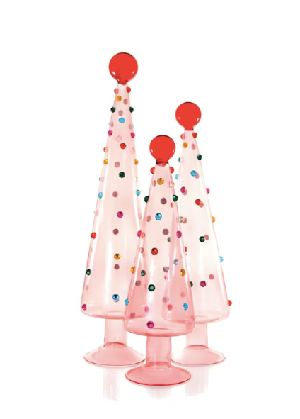 Dotted Translucent Pink Glass Trees