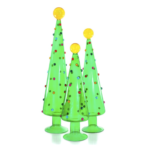 Dotted Translucent Green Glass Trees