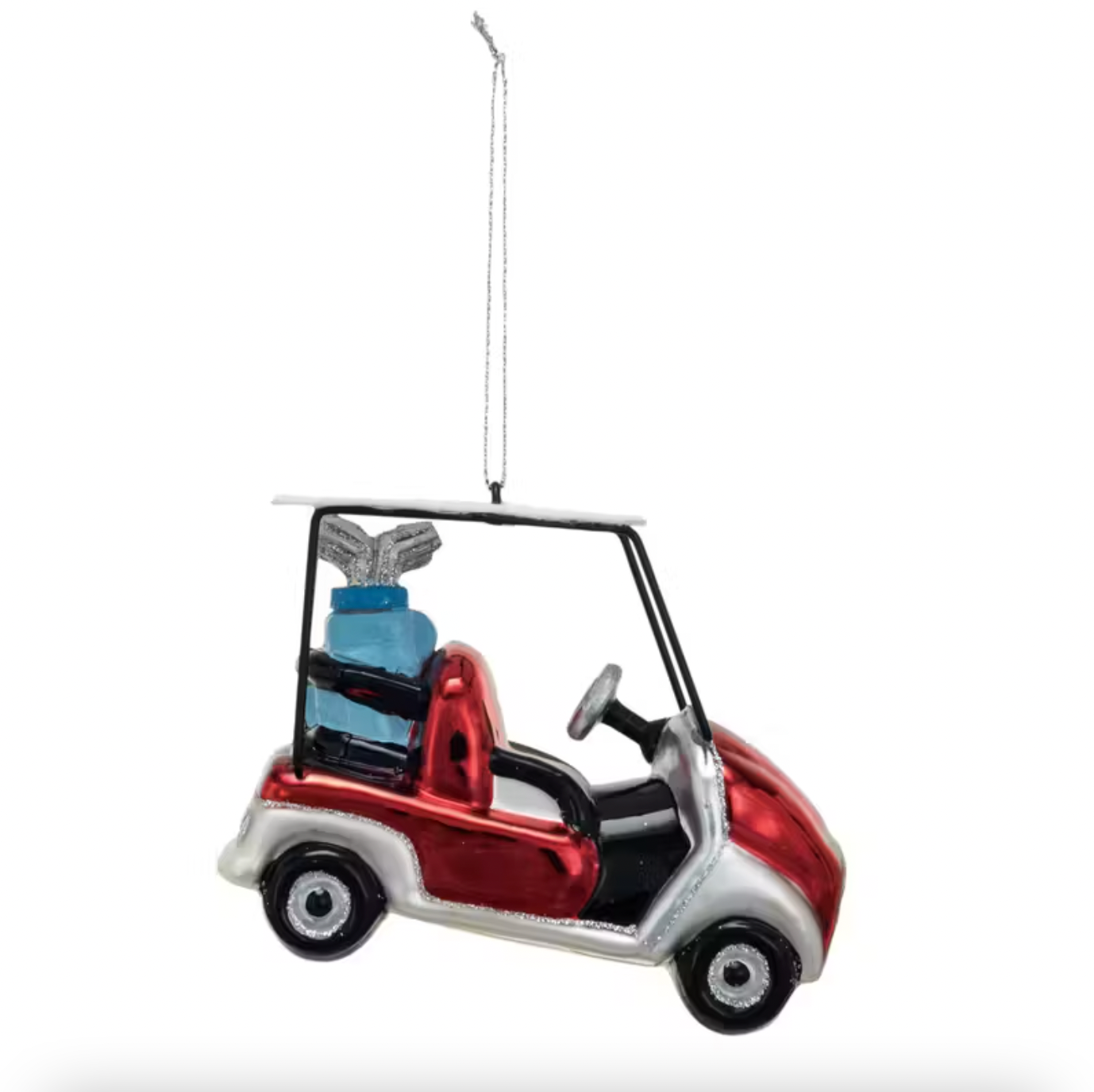 Golf Cart Ornament with Clubs