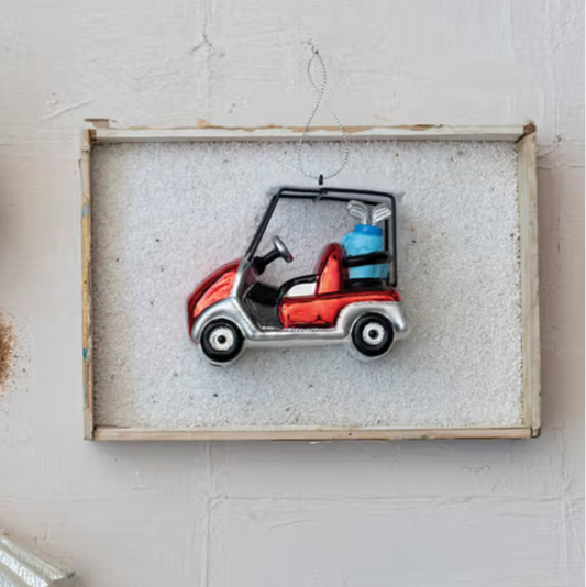 Golf Cart Ornament with Clubs