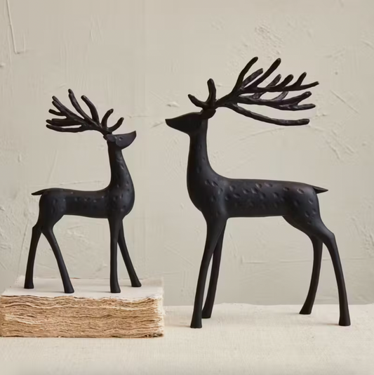 Black Resin Reindeer Figurine