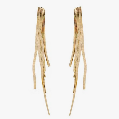 Tassel Long gold earrings