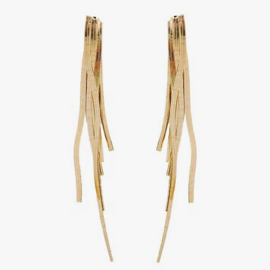 Tassel Long gold earrings