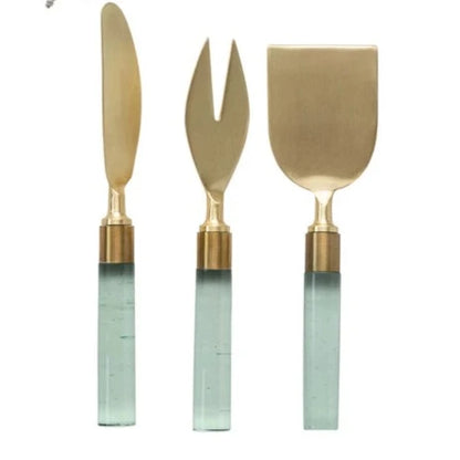 acrylic and gold cheese knives