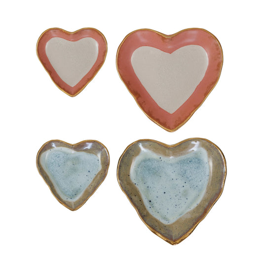 Gold Edge Heart Dishes