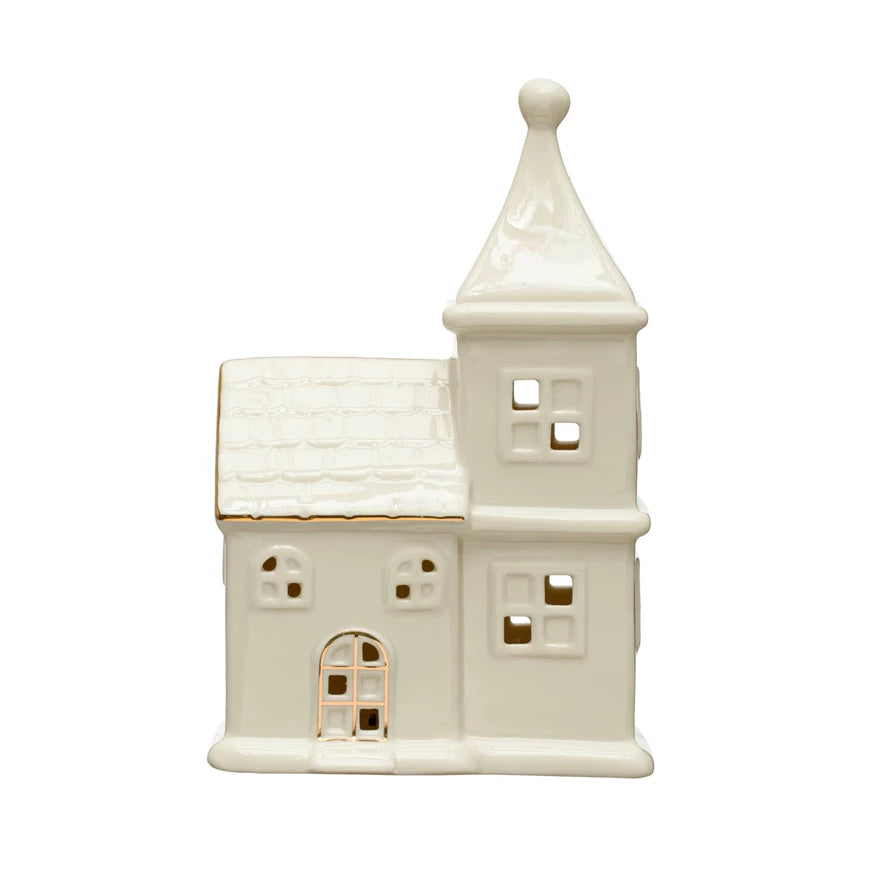 Light up White & Gold Electroplating House