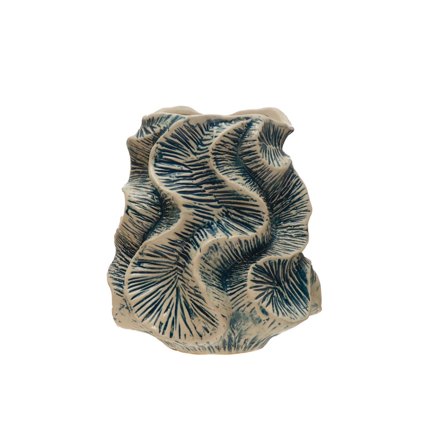 Textured Blue & White Mollusc Shaped Vase