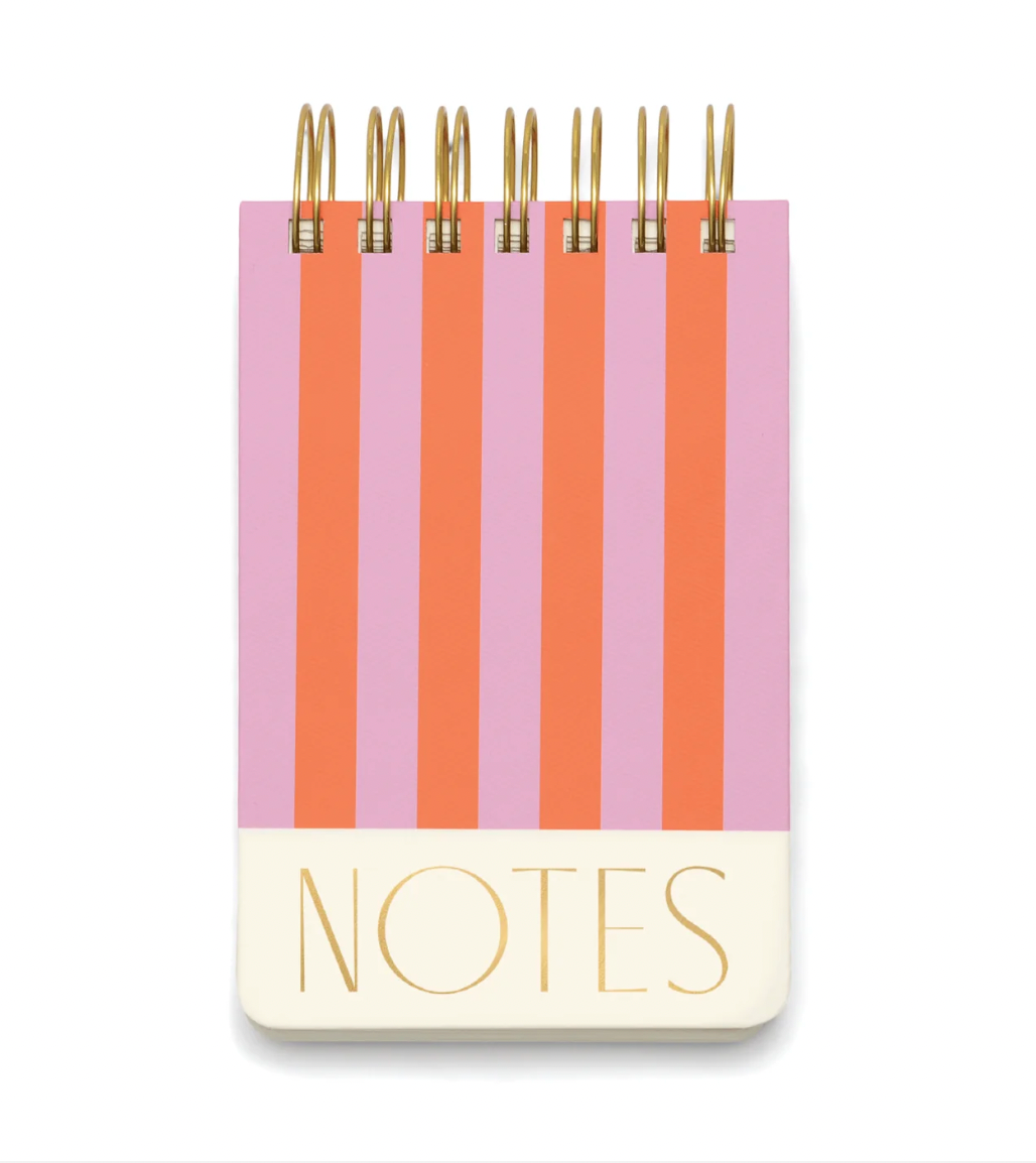 Twin Wire Chunky Notepad in pink and red stripes pattern with 
