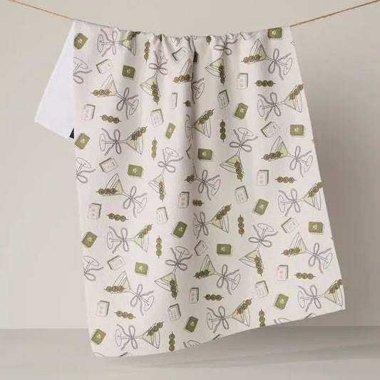 Mahjong Martini Tiles Tea Towel