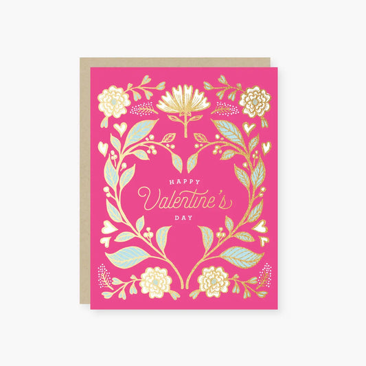 Floral Heart Foil Valentine's Day Card