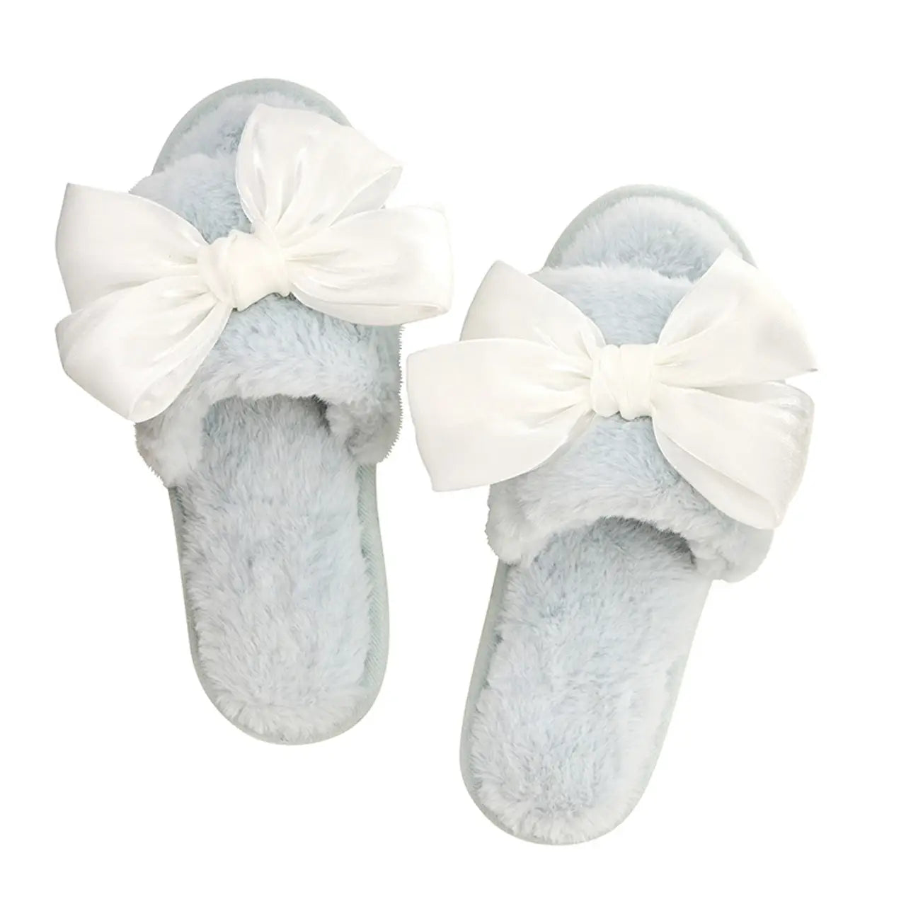 Light Blue Slippers with White Bows
