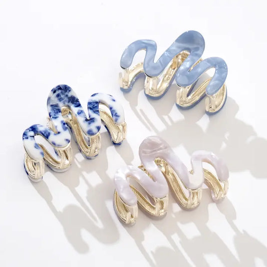 Willow Mini Coastal Squiggle Metal Claw Clip