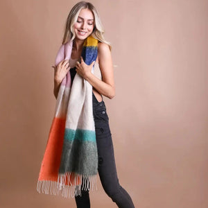 Green Orange Soft Faux Mohair Scarf