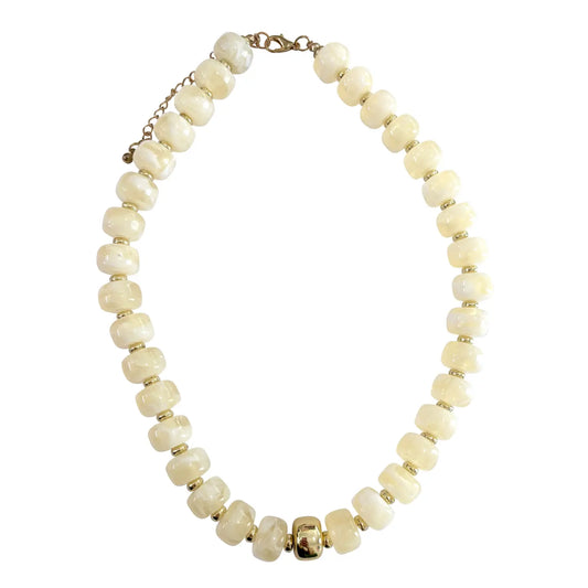 Rachel Chunky Beaded Necklace - Cream
