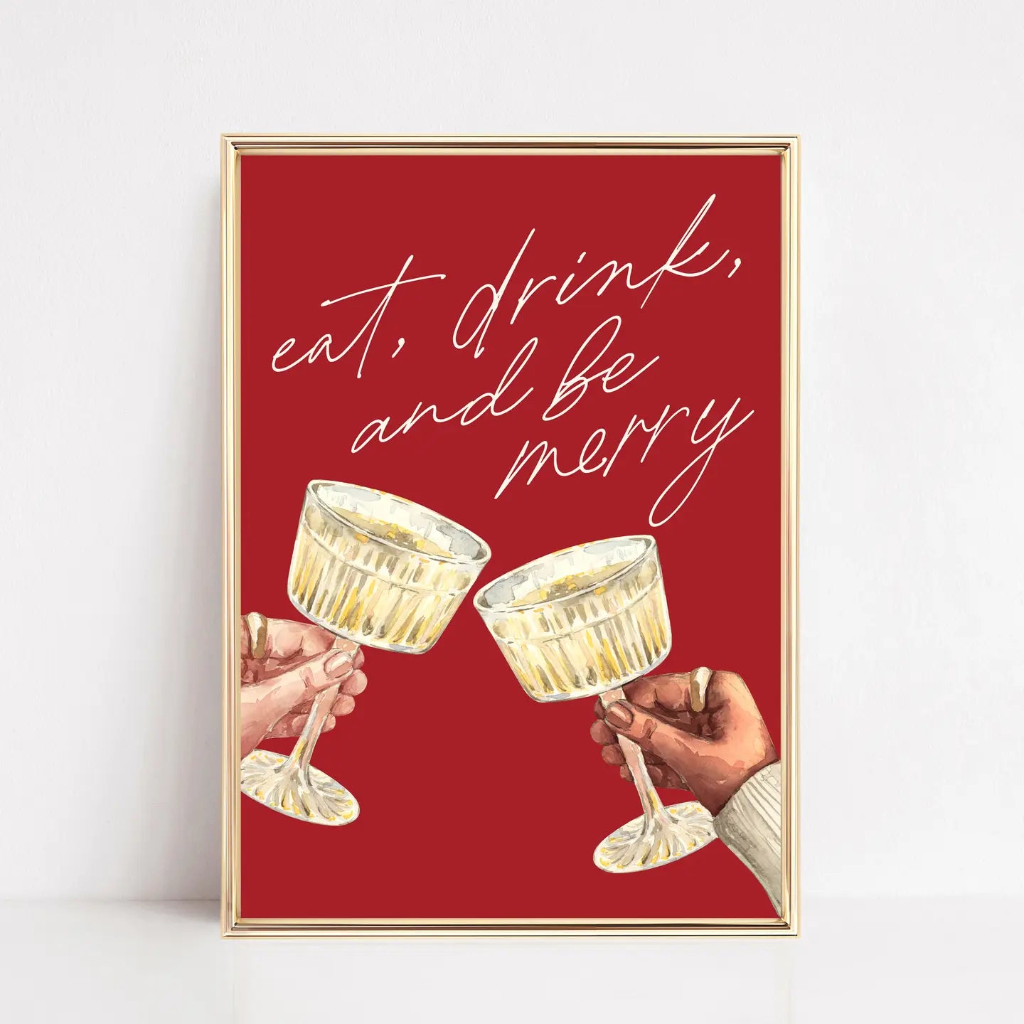 Eat Drink Be Merry Art Print - Red