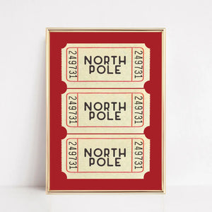 North Pole Ticket Art Print