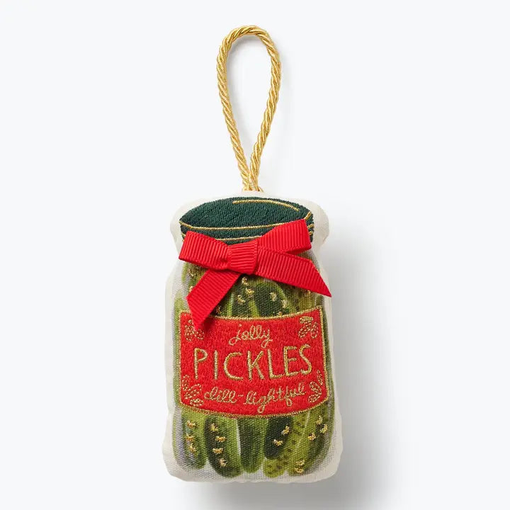 Pickle Jar Embroidered Ornament