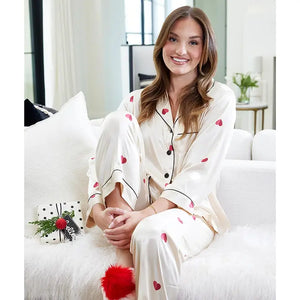 Red Hearts Satin PJ Set