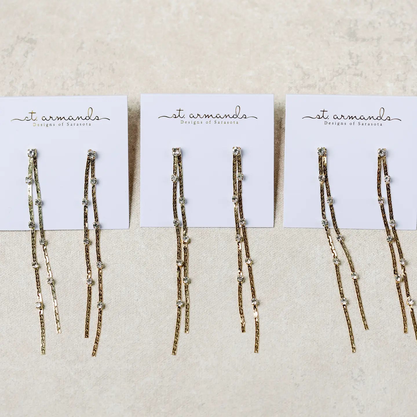 Diamond Dotted Gold Duster Earrings