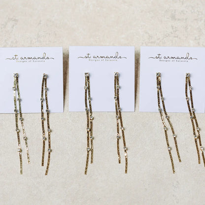 Diamond Dotted Gold Duster Earrings