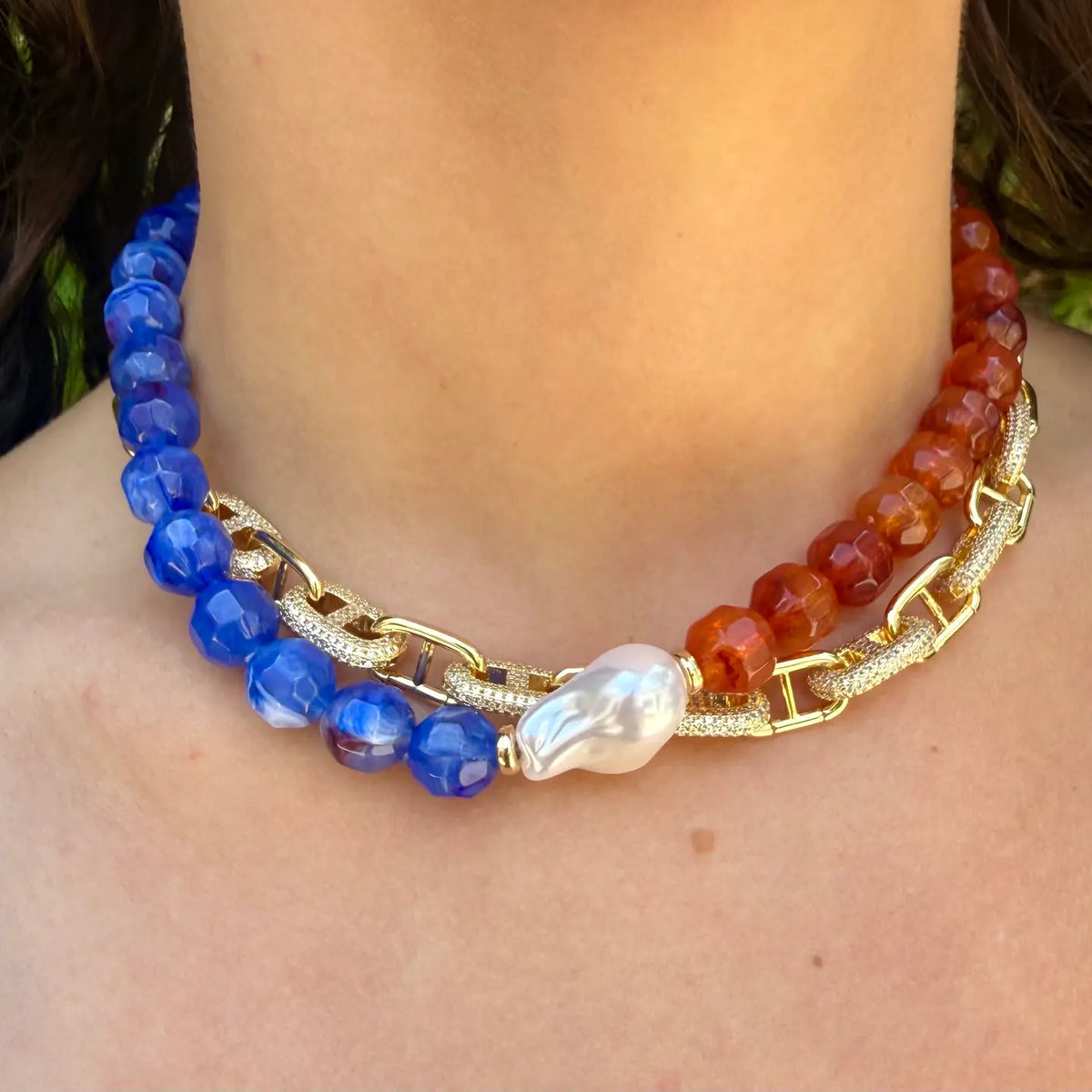 Miles Beaded Necklace with Pearl Accent