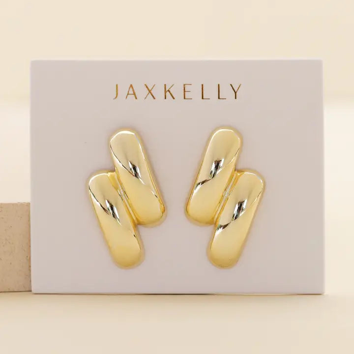 Gold Double Bold Bar Earrings