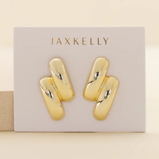 Gold Double Bold Bar Earrings