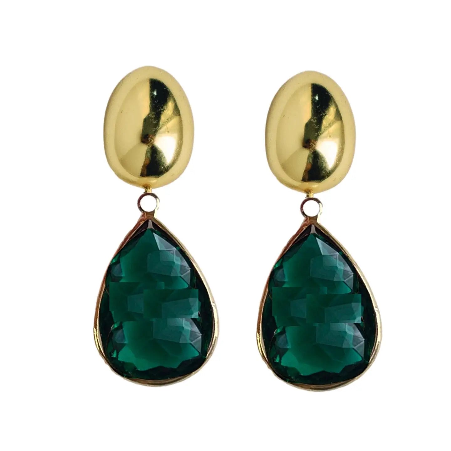 Vintage Chunky Gold & Green Drop Earrings