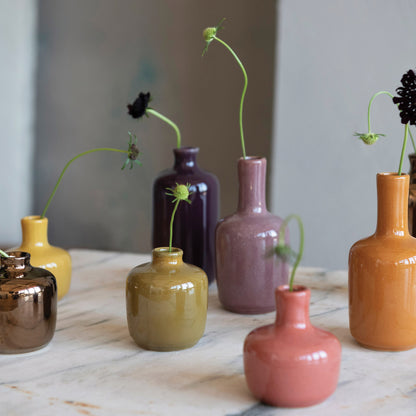 Muted Mod Stoneware Bud Vase