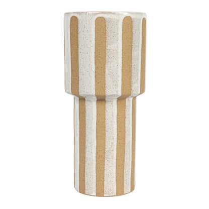 Stoneware Vase w/ Wax Relief Stripes