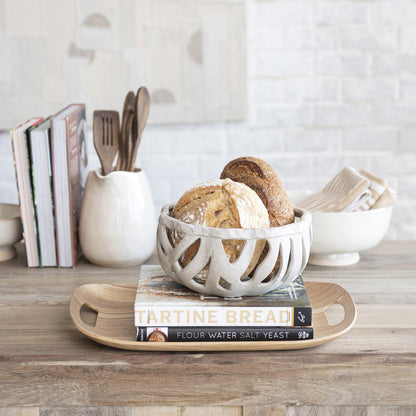 Woven Stoneware Bread Basket