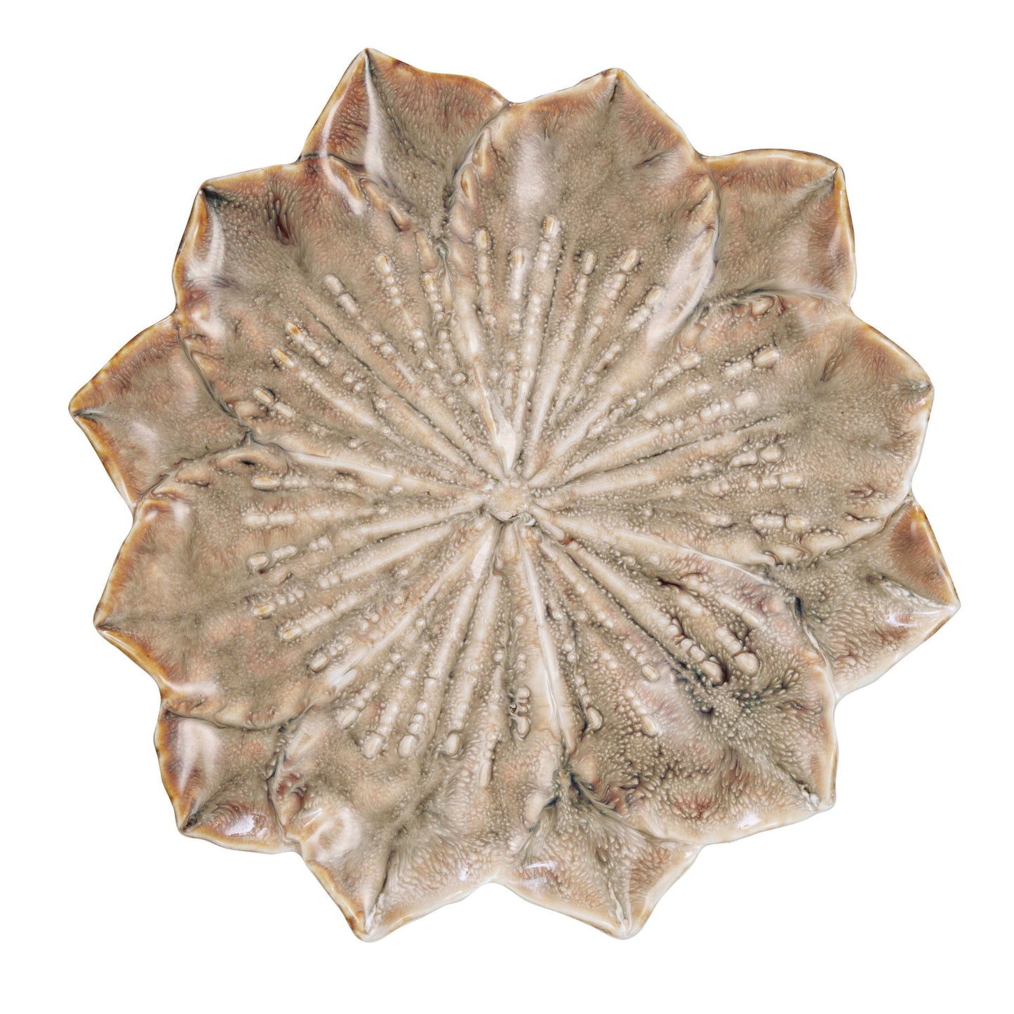 Neutral Glazed Stoneware Flower Shaped Plate